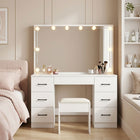 LISIANTHUS 2 Piece Dressing Table with Mirror & Stool Set - White