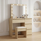 Begonia 2 Piece Dressing Table with Mirror & Stool Set - Oak