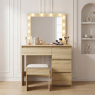 Begonia 2 Piece Dressing Table with Mirror & Stool Set - Oak