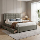 Denali Queen Bed Frame with 4 Drawers - Light Grey