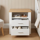 Mateo Wooden Bedside Table - White + Oak