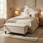 Sebastian Linen Storage Ottoman Bench - Beige