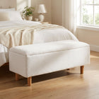 Theodore Boucle Storage Ottoman Bench - White