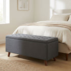 Levi Linen Storage Ottoman Bench - Dark Grey