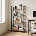 Hikuai 4 Tier Bookshelf - Natural + Black