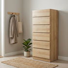 Harris 6 Drawers Slim Tallboy - Oak
