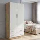 Bram 2 Door Wardrobe with 2 Drawers - Oak + White