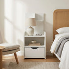 Vivian Bedside Table with Shelves - White