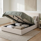 Lifteo Boucle Queen Gas Lift Bed Frame - Beige