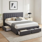 Eleanor Queen Bed Frame with 4 Drawers - Dark Grey