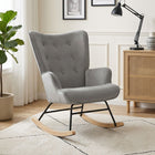 Kiva Velvet Rocking Armchair - Dark Grey