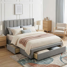 Hopkins Queen Bed Frame with Storage - Light Grey