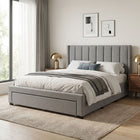 Hopkins Queen Velvet Bed Frame with Storage - Grey