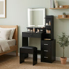 Gardenia 2 Piece Dressing Table with Mirror & Stool Set - Black