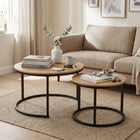 Aurelo 2pc Coffee Table Side Table Set - Oak