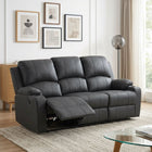 Marton Manual 3 Seater Recliner Sofa - Black