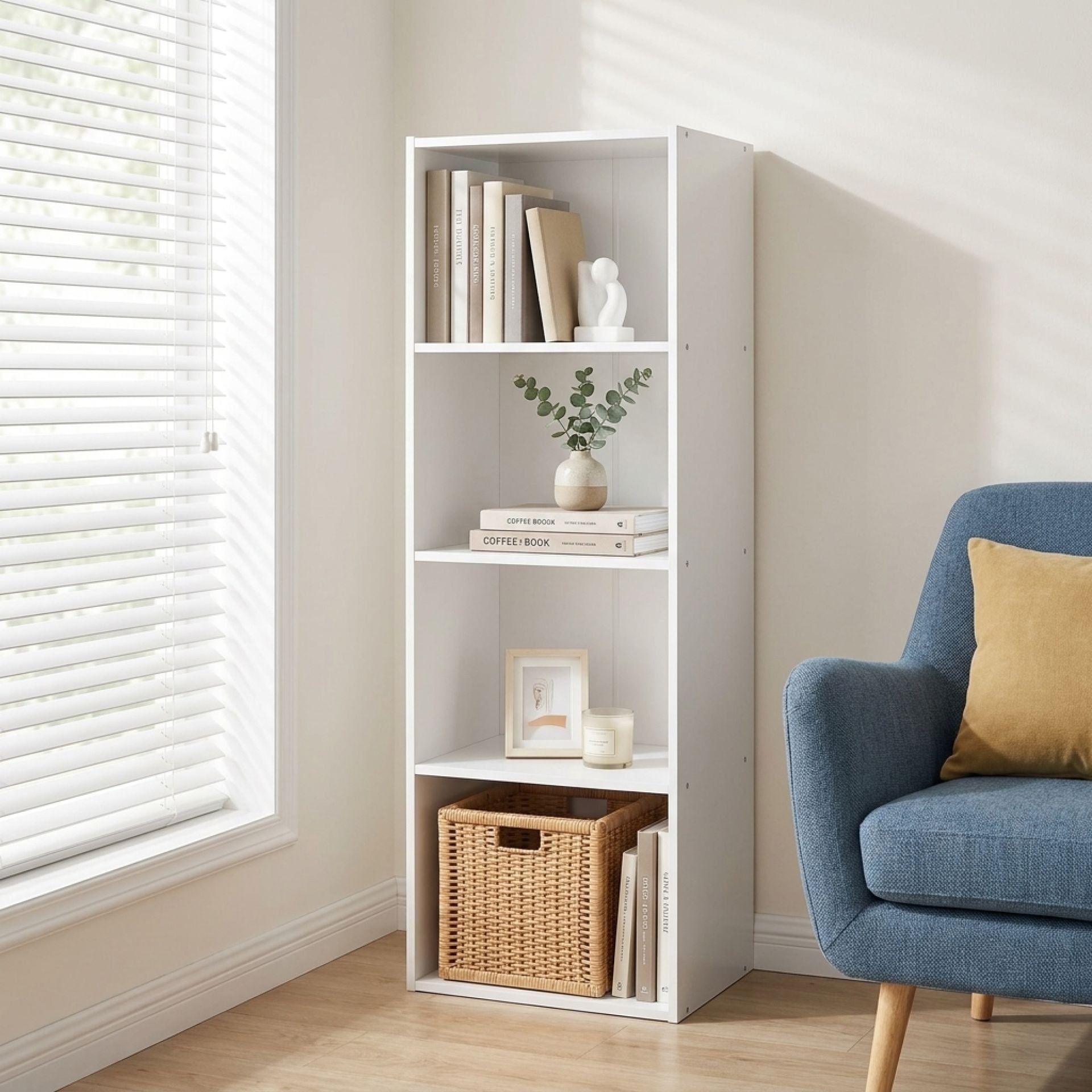 Clinton 4 Tier Bookshelf Display Shelf - White – Treasurebox