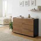 Dorian 6 Drawers Lowboy - Walnut + Black