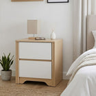 Harlee Bedside Table - Oak + White