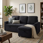 Amy 3 Seater Sofa Bed with Storage - Black