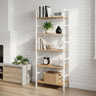 Hikuai 5 Tier Bookshelf - Natural + White