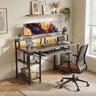 Tyler 120cm Computer Desk with Bookshelf - Grey Oak