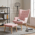 Olivia Velvet Armchair with Ottoman - Pink