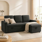 Amy 3 Seater Sofa Bed with Storage - Black