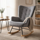 Kiva Velvet Rocking Armchair - Dark Grey