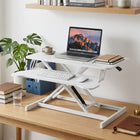 Sit-Stand Desk Converter with Keyboard Tray - White