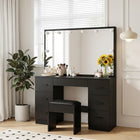 Lisianthus 2 Piece Dressing Table with Mirror & Stool Set - Black