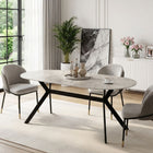 Cedar Gloss Ceramic Dining Table 180 x 90cm - Light Grey + Black