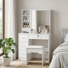 Carnation Dressing Table with Drawers Set 2pcs - White