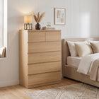 Tongass 6 Drawer Tallboy - Oak