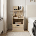 Vivian Bedside Table with Shelves - Oak