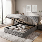 Dima Velvet Queen Gas Lift Bed Frame - Grey