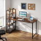 Kevin 160cm Computer Desk with Bookshelf - Rustic Brown