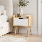 Tomi Bedside Table - Maple + White