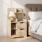 Finn Bedside Table with Shelves - Oak