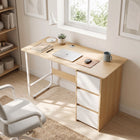 Gavin 120cm Computer Desk with Drawers - Natural + White