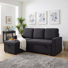 Amy 3 Seater Sofa Bed with Storage - Black