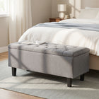 Sebastian Linen Storage Ottoman Bench - Grey