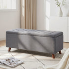 Levi Linen Storage Ottoman Bench - Dark Grey