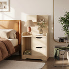 Finn Bedside Table with Shelves - Oak