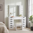 Lustra 2 Piece Dressing Table with Mirror & Stool Set - White