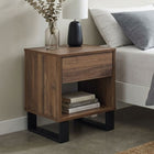 Frohna Wooden Bedside Table Nightstand - Walnut