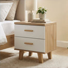Alton Bedside Table - Natural + White