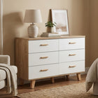Alton Low Boy 6 Drawers - Natural + White