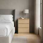 Tongass Bedside Table with 3 Drawers - Oak