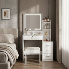 Gardenia 2 Piece Dressing Table with Mirror & Stool Set - White